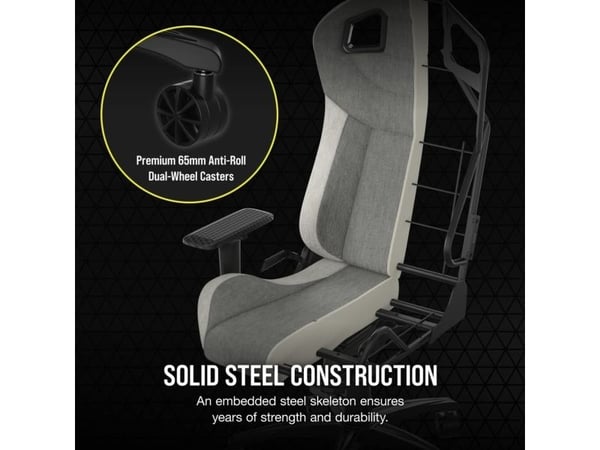 CORSAIR T3 RUSH - Spillestol - armlener - T-formet - tipping - stoff - gråhvit