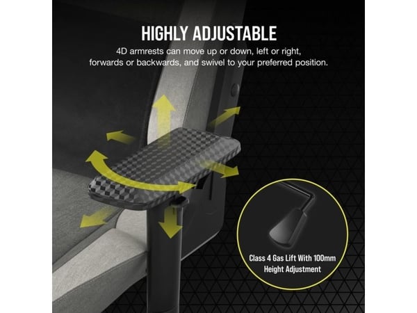 CORSAIR T3 RUSH - Spillestol - armlener - T-formet - tipping - stoff - gråhvit