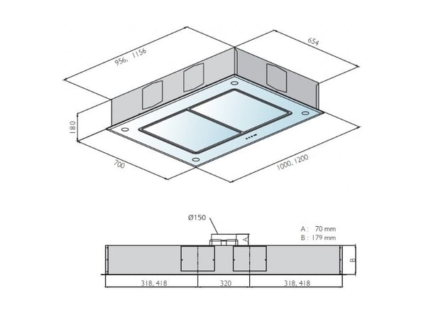 SILVERLINE Matix Roof SL 4220 - Panser - tak - bredde: 100 cm - dybde: 70 cm - uttrekking - uten motor - rustfritt stål