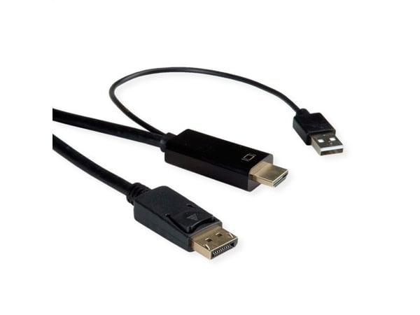 ROLINE 11045993, 3 m, HDMI + USB Type-A, DisplayPort, Hanstik, Hanstik, Hanstik, Lige