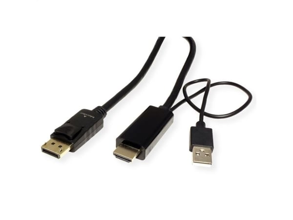 ROLINE 11045993, 3 m, HDMI + USB Type-A, DisplayPort, Hanstik, Hanstik, Hanstik, Lige
