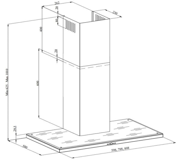 Silverline Nordic Dark 90 cm, stål m/sort glastop