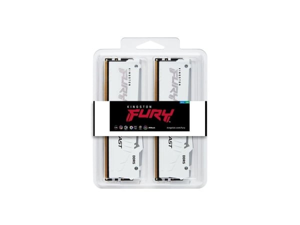 Kingston FURY Beast RGB - DDR5 - sett - 64 GB: 2 x 32 GB - DIMM 288-pin - 5200 MT/s / PC5-41600 - CL40 - 1.25 V - ikke-bufret - on-die ECC - hvit