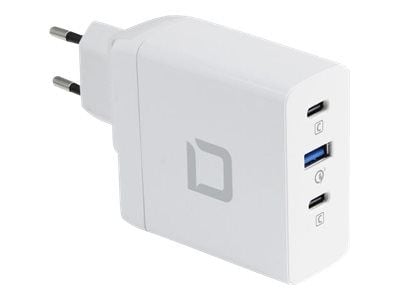 DICOTA Universal PRO - Strømadapter - GaN-teknologi - 100 watt - 5 A - PD 3.0, QC 4.0+ - 3 utgangskontakter (2 x USB-C, USB) - hvit
