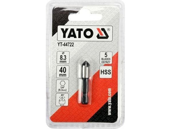 Yato YT-44722, Drill, Forsenkningsbor, 8,3 mm, 40 mm, Laminat, Metall, Tre, 45°