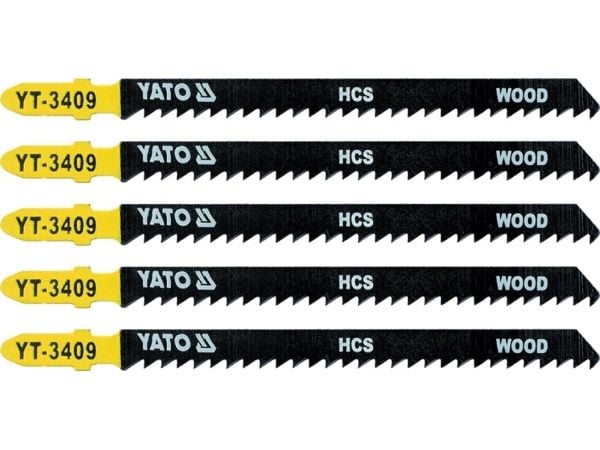 Yato YT-3409, Stikksagblad, Sponplate, Fibre board, Kryssfiner, Mykt tre, Tre, High Carbon Steel (HCS), 9 cm, 11,5 cm, 5 stykker