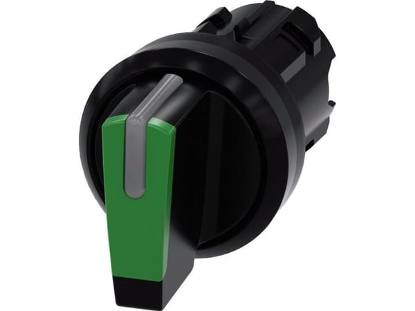 Siemens Kytkin 22mm pyöreä muovi musta/vihreä kr. kynällä 3 pos. I-0-II ilman itsestään palautuvaa 3SU1002-2BL40-0AA0
