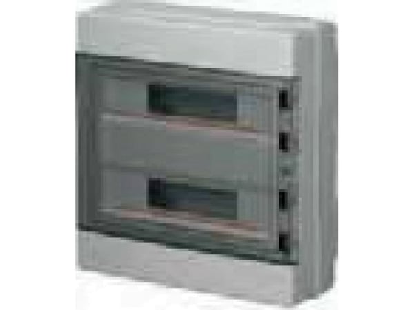 Elettrocanali Modulaarinen kytkentätaulu 2x18 n/t halogeenivapaa siirto-ovi IP65 väylä N+PE harmaa 1000V AC 1500V DC PV UV 400x400x140, EC62036E