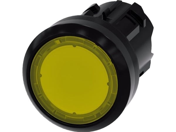 Siemens 3SU10010AA300AA0 3SU1001-0AA30-0AA0 Kevyt painonappi Eturengas muovia, pyöreä Painike Musta, keltainen Paineen vapautus 1 kpl