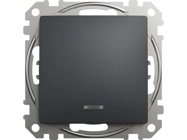 Schneider Electric, Sedna Design and Elements, 1-napainen kytkin valaistuksella, antrasiittimusta, SDD114101L