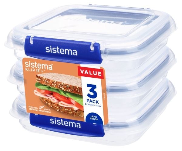 Sistema Square Klip it Plus 3-pack 520 ml