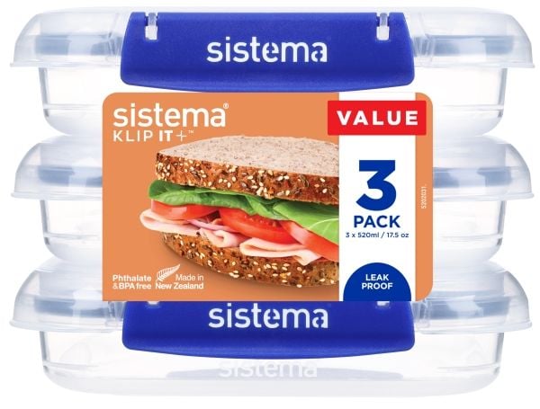 Sistema Square Klip it Plus 3-pack 520 ml