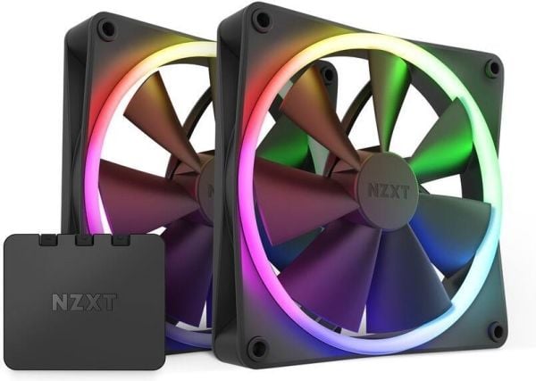 NZXT F Series F140 RGB Twin Pack - Innsats med vifte - 140 mm - matt svart
