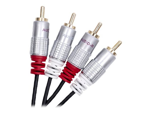 Qoltec - Ljudkabel - RCA x 2 hane till RCA x 2 hane - 3 m - svart