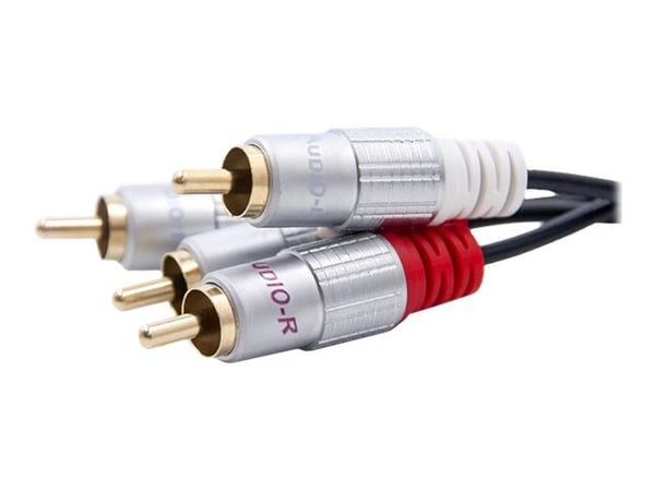 Qoltec - Ljudkabel - RCA x 2 hane till RCA x 2 hane - 3 m - svart