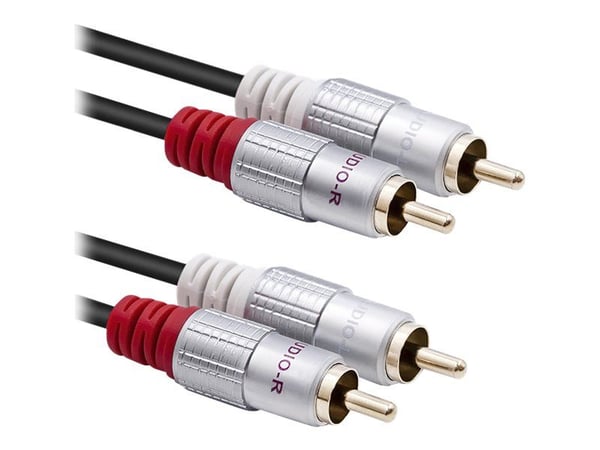 Qoltec - Ljudkabel - RCA x 2 hane till RCA x 2 hane - 3 m - svart