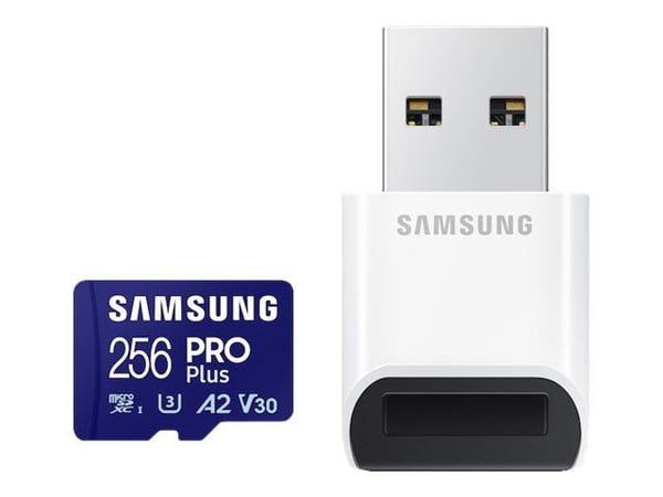 Samsung PRO Plus MB-MD256SB - Flashminnekort - 256 GB - A2 / Video Class V30 / UHS-I U3 / Class10 - microSDXC UHS-I - blå