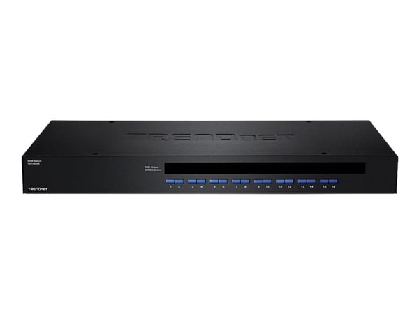 Trendnet 16-Port USB/PS/2 Rack Mount KVM Switch, 2048 x 1536 pikseliä, Telineasennus, 1U, musta