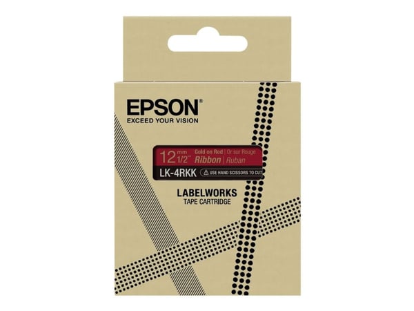 Epson LabelWorks LK-4RKK - Sateng - gull på rødt - Rull (1,2 cm x 5 m) 1 kassett(er) båndtape - for LabelWorks Cable and Wiring Kit, LW-1000, 600, ...