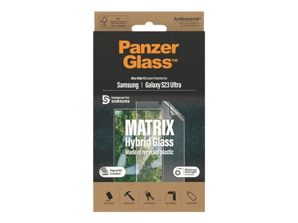 PanzerGlass™ | Matrix Hybrid Glass - Skjermbeskytter til mobiltelefoner - Ultravid passform | Samsung Galaxy S23 Ultra