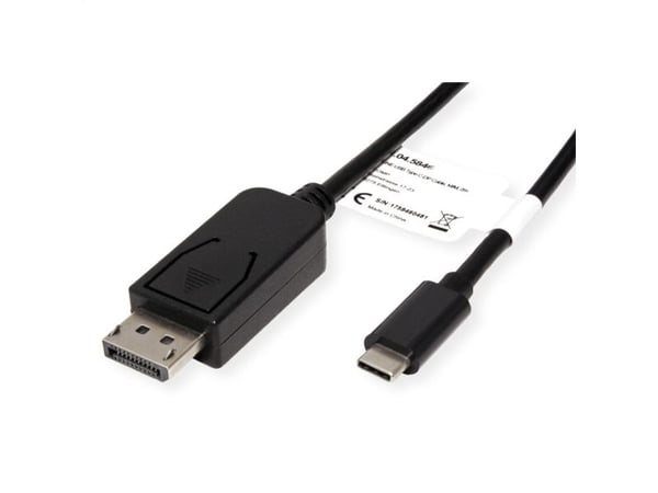 ROLINE 11045845, 1 m, USB Type-C, DisplayPort, Hanstik, Hanstik, Hanstik, Lige