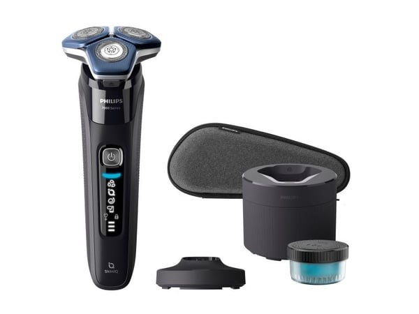Philips SHAVER Series 7000 S7886/55 Elektrisk rakapparat för våt- och torrakning, Roterande rakhuvud, SkinIQ, Svart, Batteri, Inbyggt batteri, 60 min