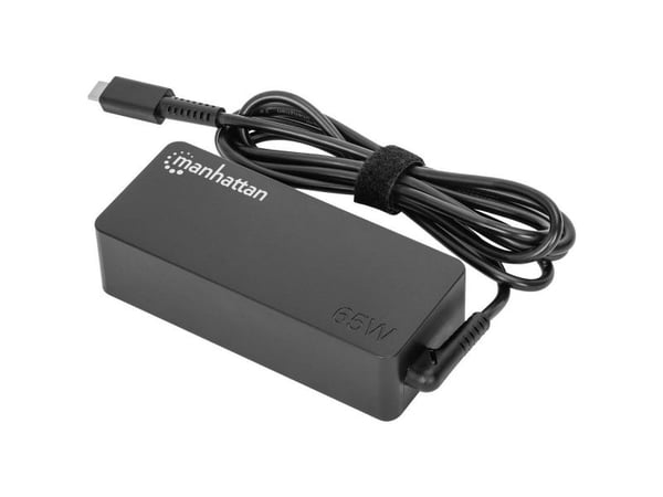 Manhattan USB-C Power Delivery bærbar strømadapter 65W avtakbar EU-strømledning innebygd