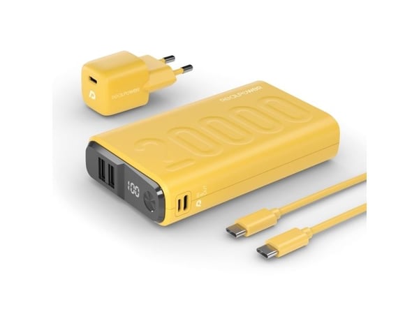 RealPower PB-20000, 20000 mAh, litiumpolymer (LiPo), 22,5 W, Gul