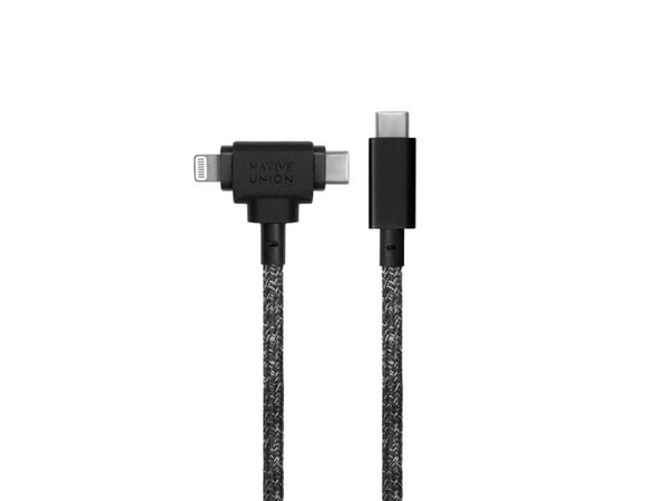 Native Union Belt Cable Duo, 1,5 m, USB C, USB C/Lightning, Sort