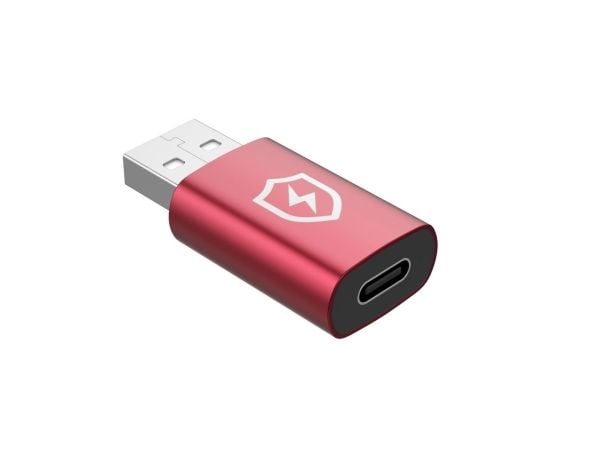 MicroConnect - USB-adapter - USB (hann) til USB-C (hunn) - 5 V - 2.4 A - Safe Charge, Data Blocker - rød