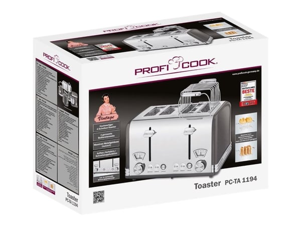 ProfiCook PC-TA 1194 - Brødrister - 4 skive - 4 Spor - antrasitt
