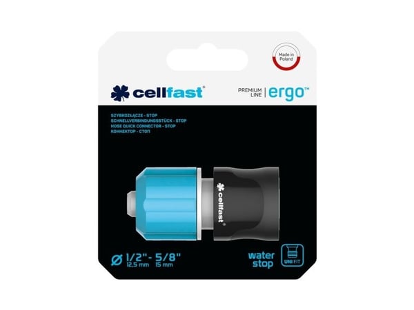 CELLFAST 53-120, Slangekobling, 5/8 1/2", ABS, Polykarbonat (PC), Rustfritt stål, Svart, Blå