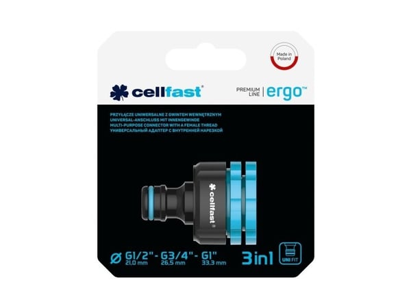 CELLFAST 53-210, Slangekontakt, 1 3/4 1/2", ABS, Sort, Blå