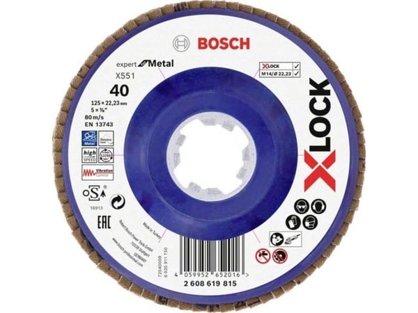 Bosch Accessories 2608619815 X551 lamellslipeskive diameter 125 mm boringdiameter 22.23 mm kornstørrelse 40 1 stk