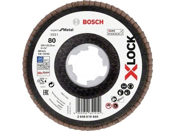 Bosch Accessories 2608619805 X551 lamellslipeskive Ø 125 mm bor 22,23 mm korn 80 1 stk