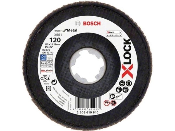 Bosch-tarvikkeet 2608619810 X551 Lamelslibeskive Halkaisija 115 mm Borings-diameter 22.23 mm Kornstørrelse 120 1 stk