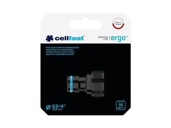 CELLFAST 53-235, Vannkrankontakt, 3/4", Hankjønn/hunkjønn, ABS, Sort