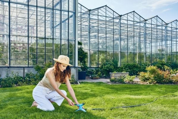 CELLFAST 53-460, Roterende sprinkler, 250 m², 6 stang, Sort, Blå