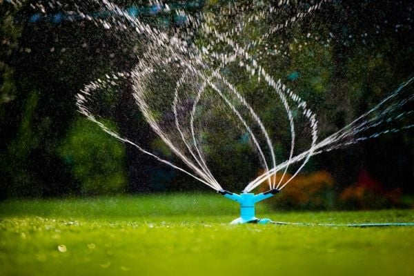 CELLFAST 53-460, Roterende sprinkler, 250 m², 6 stang, Sort, Blå