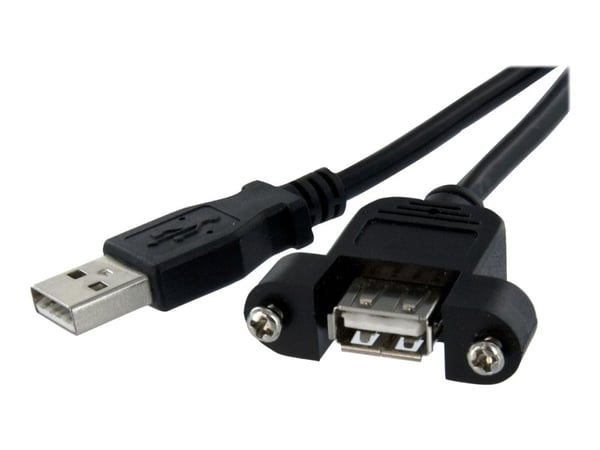 StarTech 3 ft Panel Mount USB Cable A to A F/M - Panel Mount USB Extension USB A-Female to A-Male Adapter Cable 3ft - USB-A (F) Port (USBPNLAFAM3) ...