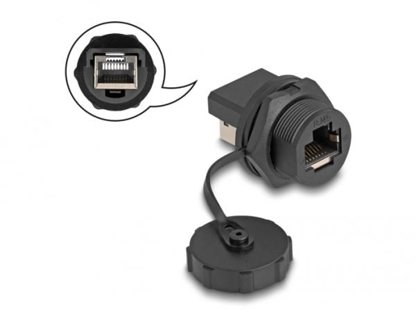 Delock - Nettverkkopler - RJ-45 (hunn) til RJ-45 (hunn) vernehette - CAT 6a - svart