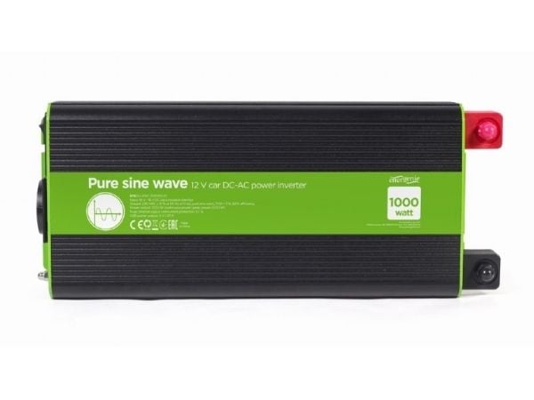 EnerGenie EG-PWC-PS1000-01 - DC-AC strøminverter - car, pure sine wave - DC 12 V - 1000 watt - utgangskontakter: 1