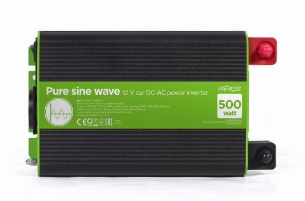 EnerGenie EG-PWC-PS500-01 - DC-AC strøminverter - car, pure sine wave - DC 12 V - 500 watt - utgangskontakter: 1