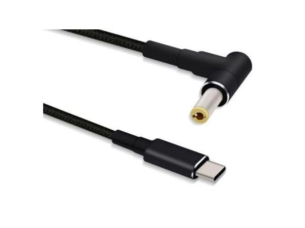 MicroConnect - Strømkabel - USB-C (hann) rett til 5,5 x 2,5 mm DC-jakk (hann) vinklet - 15 V - 5 A - 1.2 m - svart