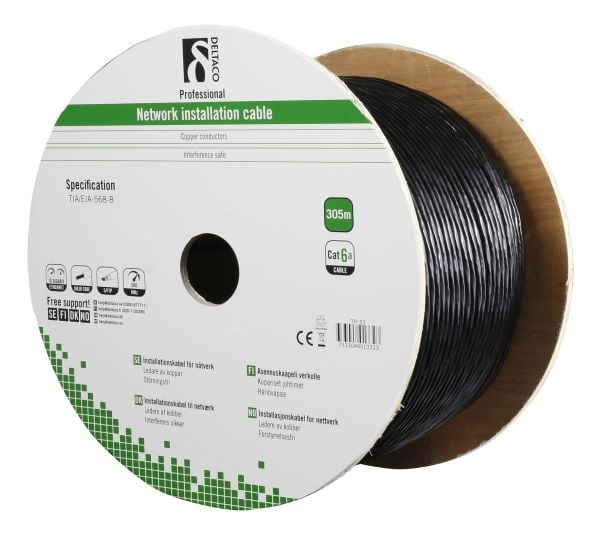 DELTACO - Bulkkabel - 305 m - SFTP - CAT 6a - lajittelu