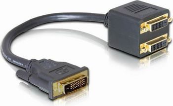Delock - DVI-sovitin - DVI-D (han) til DVI-D (hun) - 20 cm