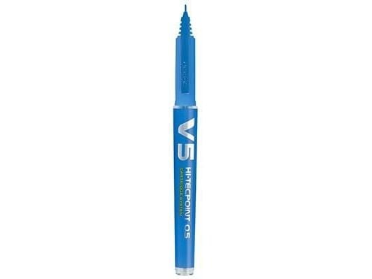 Rulpennor, PILOT V5 HI-TECPOINT, påfyllningsbar, 0,5 mm, blå, förp. 10 st