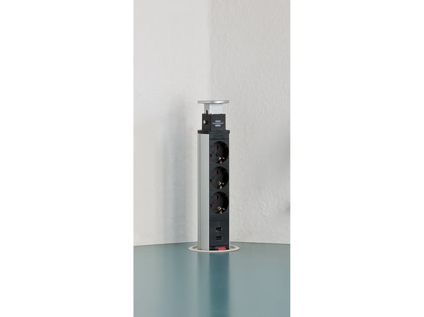 Brennenstuhl 1396200013, 2 m, Sisätila, Alumiini, Alumiini, Musta, 3 AC-pistorasia(a), Musta
