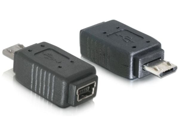 DeLOCK Adapter USB micro-B male to mini USB 5-pin, USB micro-B, mini USB 5p, Musta