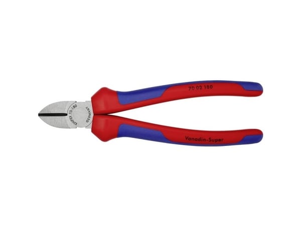 Knipex 70 02 180, Diagonal tang, Kromvanadiumstål, Plast, Blå, Rød, 180 mm, 252 g